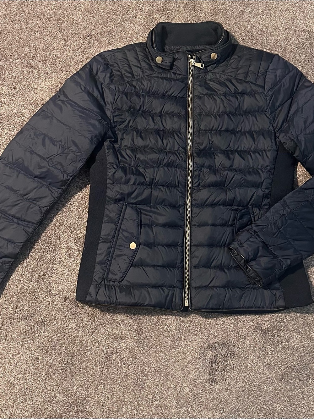 Zara Black Quilted Puffer Jacket with Snap Details